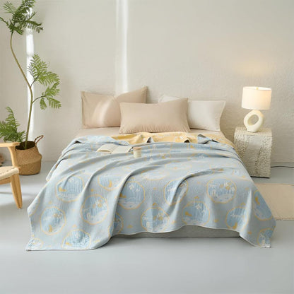 Throw Blanket Reversible Hypoallergenic Cotton Blend
