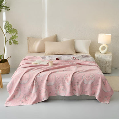 Throw Blanket Reversible Hypoallergenic Cotton Blend