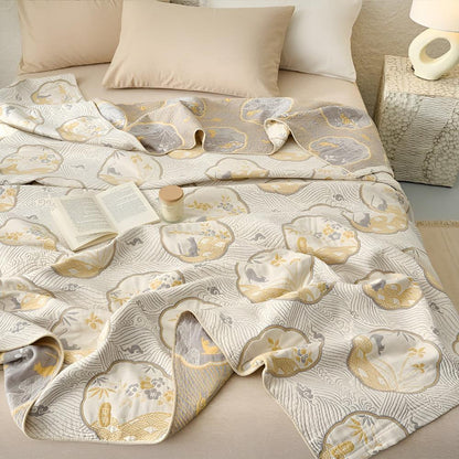 Throw Blanket Reversible Hypoallergenic Cotton Blend