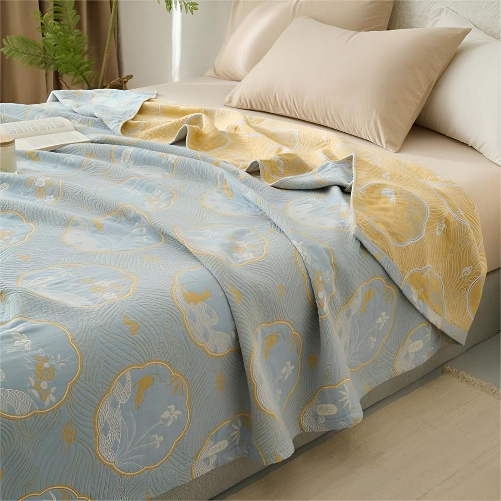 Throw Blanket Reversible Hypoallergenic Cotton Blend