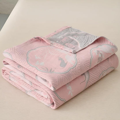 Throw Blanket Reversible Hypoallergenic Cotton Blend