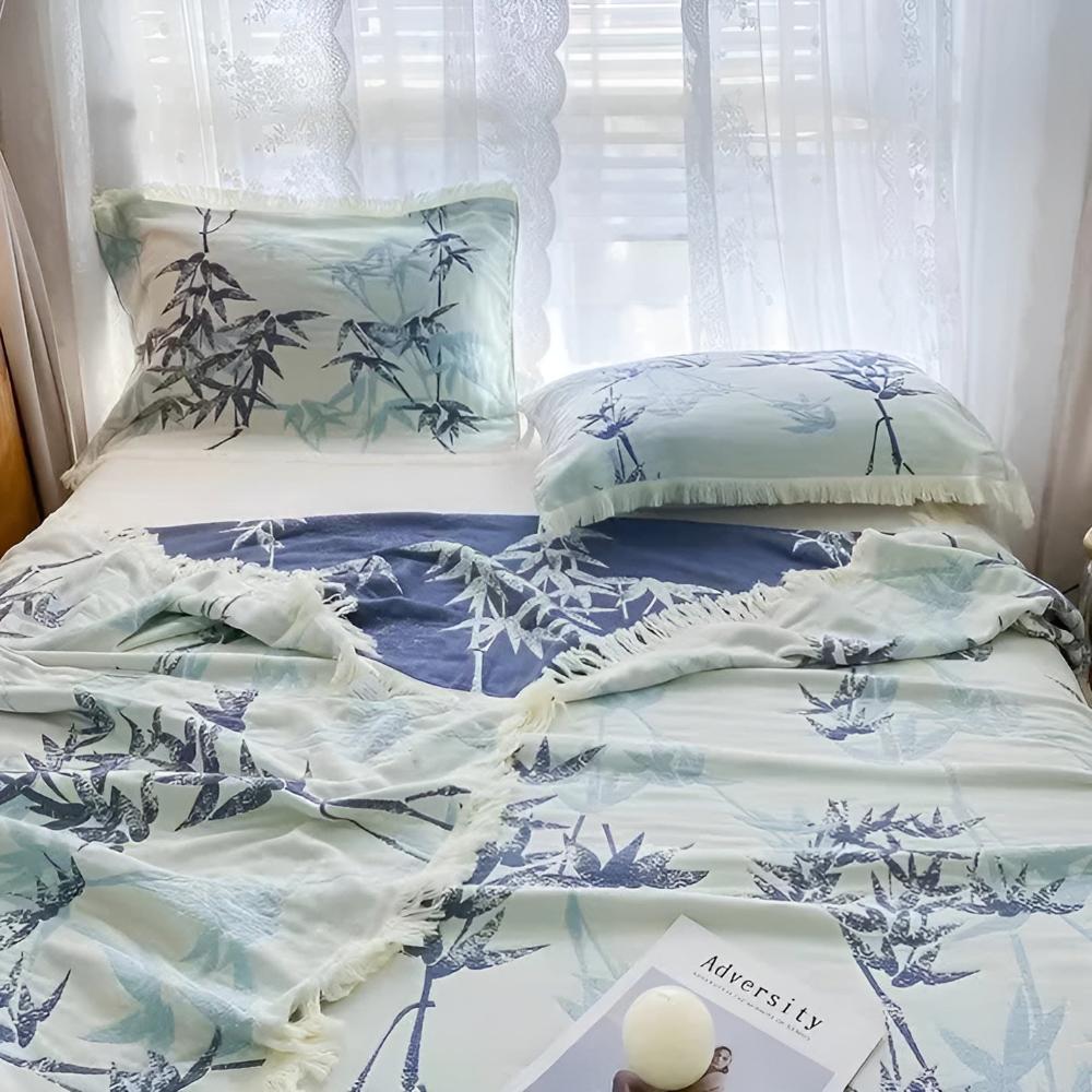 Throw Blanket Reversible Jacquard Cotton