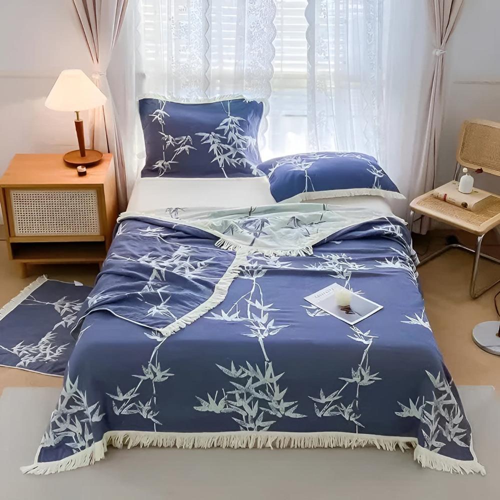 Throw Blanket Reversible Jacquard Cotton