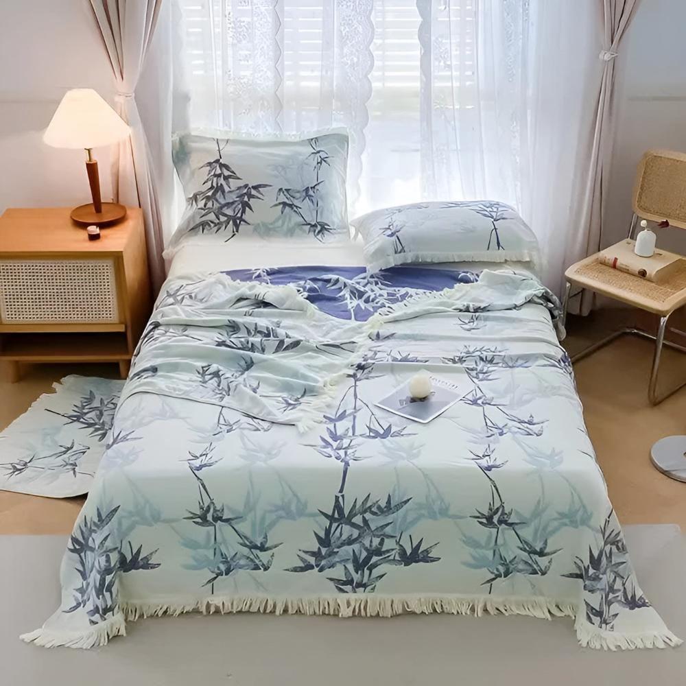 Throw Blanket Reversible Jacquard Cotton