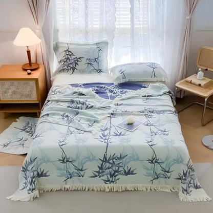 Throw Blanket Reversible Jacquard Cotton