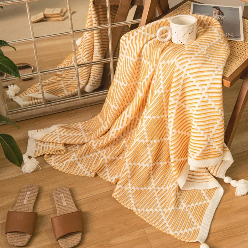 Throw Blanket Soft Acrylic Double-Sided Diamond Pattern