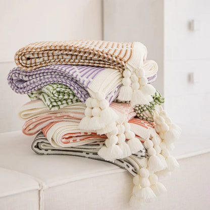 Throw Blanket Soft Acrylic Double-Sided Diamond Pattern