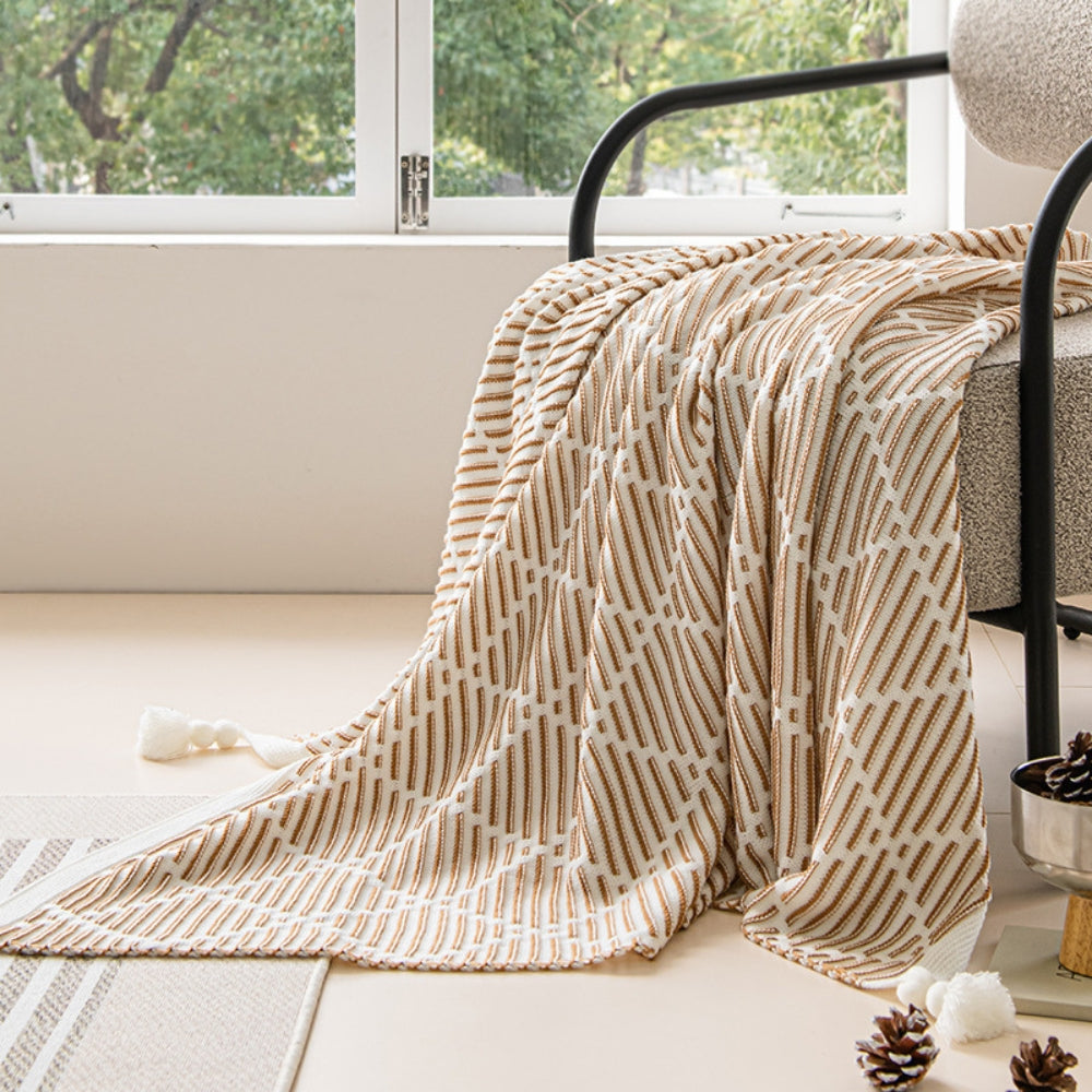Throw Blanket Soft Acrylic Double-Sided Diamond Pattern
