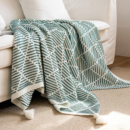 Throw Blanket Soft Acrylic Double-Sided Diamond Pattern