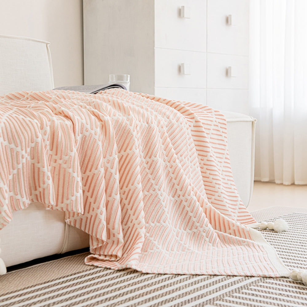 Throw Blanket Soft Acrylic Double-Sided Diamond Pattern