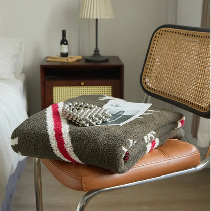 Throw Blanket Stag Motif Microfiber Blend Machine Washable
