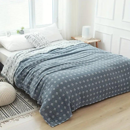 Throw Blanket Three Layer Cotton Gauze Diamond Dot