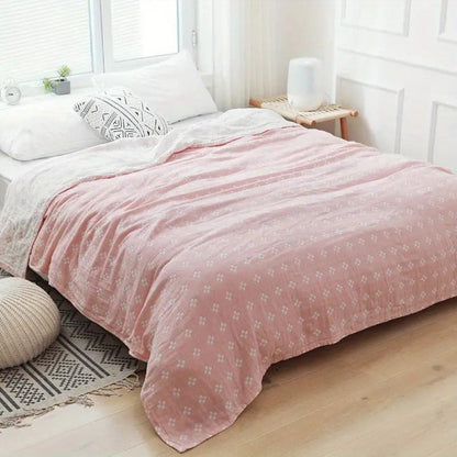 Throw Blanket Three Layer Cotton Gauze Diamond Dot
