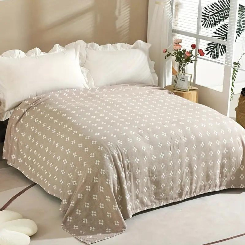 Throw Blanket Three Layer Cotton Gauze Diamond Dot