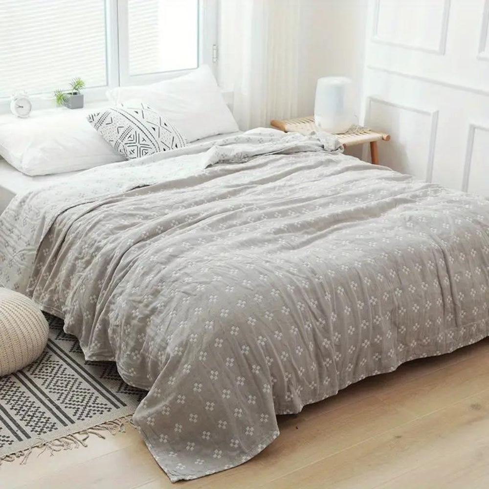 Throw Blanket Three Layer Cotton Gauze Diamond Dot