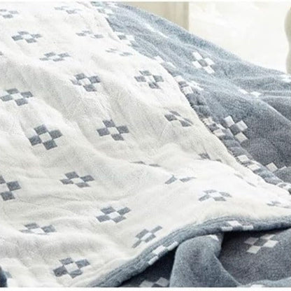 Throw Blanket Three Layer Cotton Gauze Diamond Dot