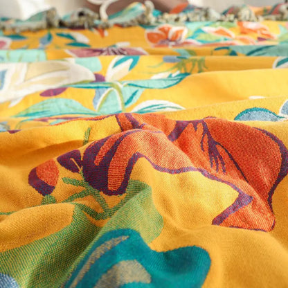 Throw Blanket Tropical Cotton Oversized 79 x 90.5 Inches