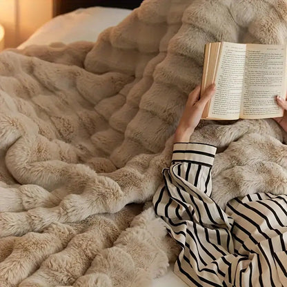 Throw Blanket Ultra-Soft Faux Fur Double-Lined