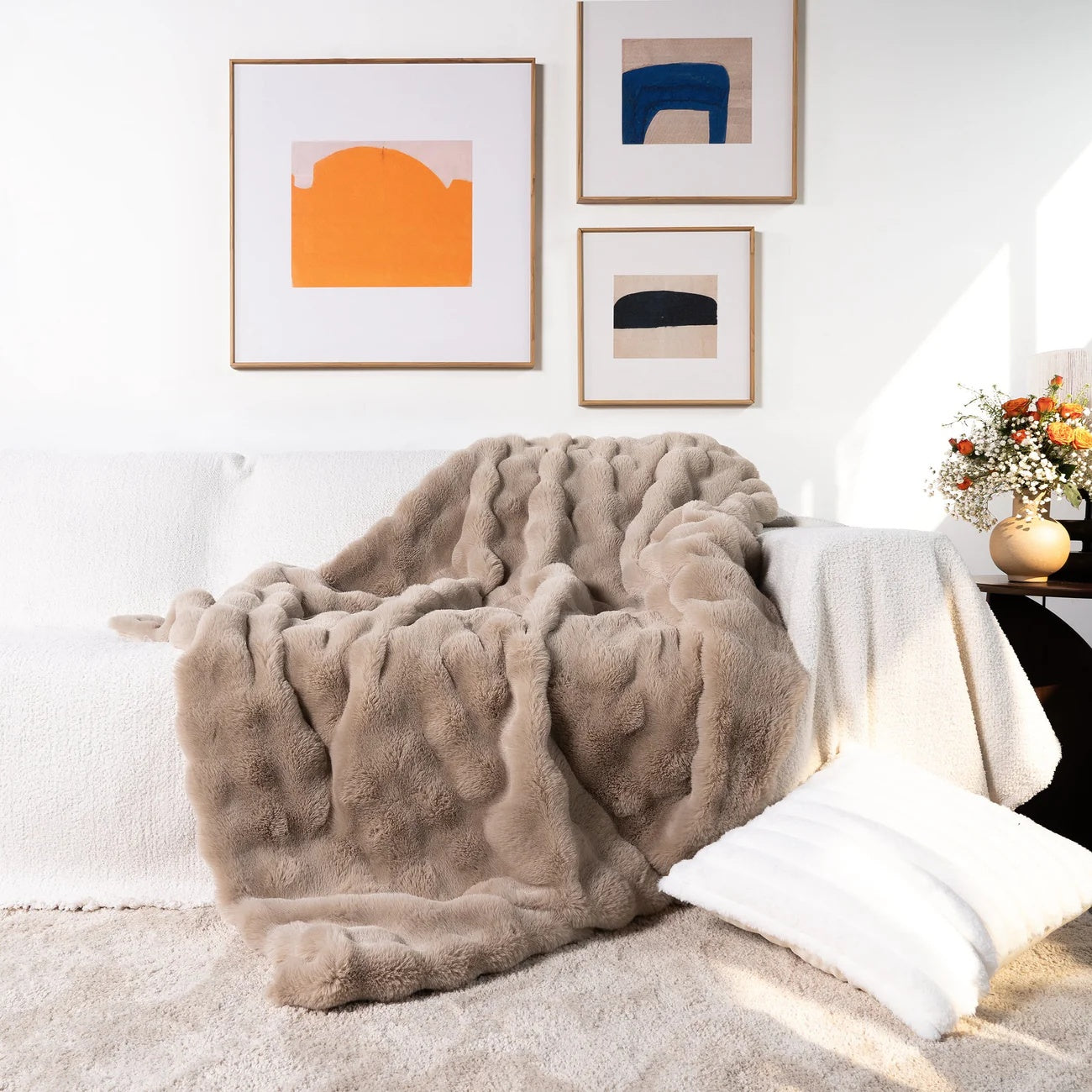 Throw Blanket Ultra-Soft Faux Fur Double-Lined