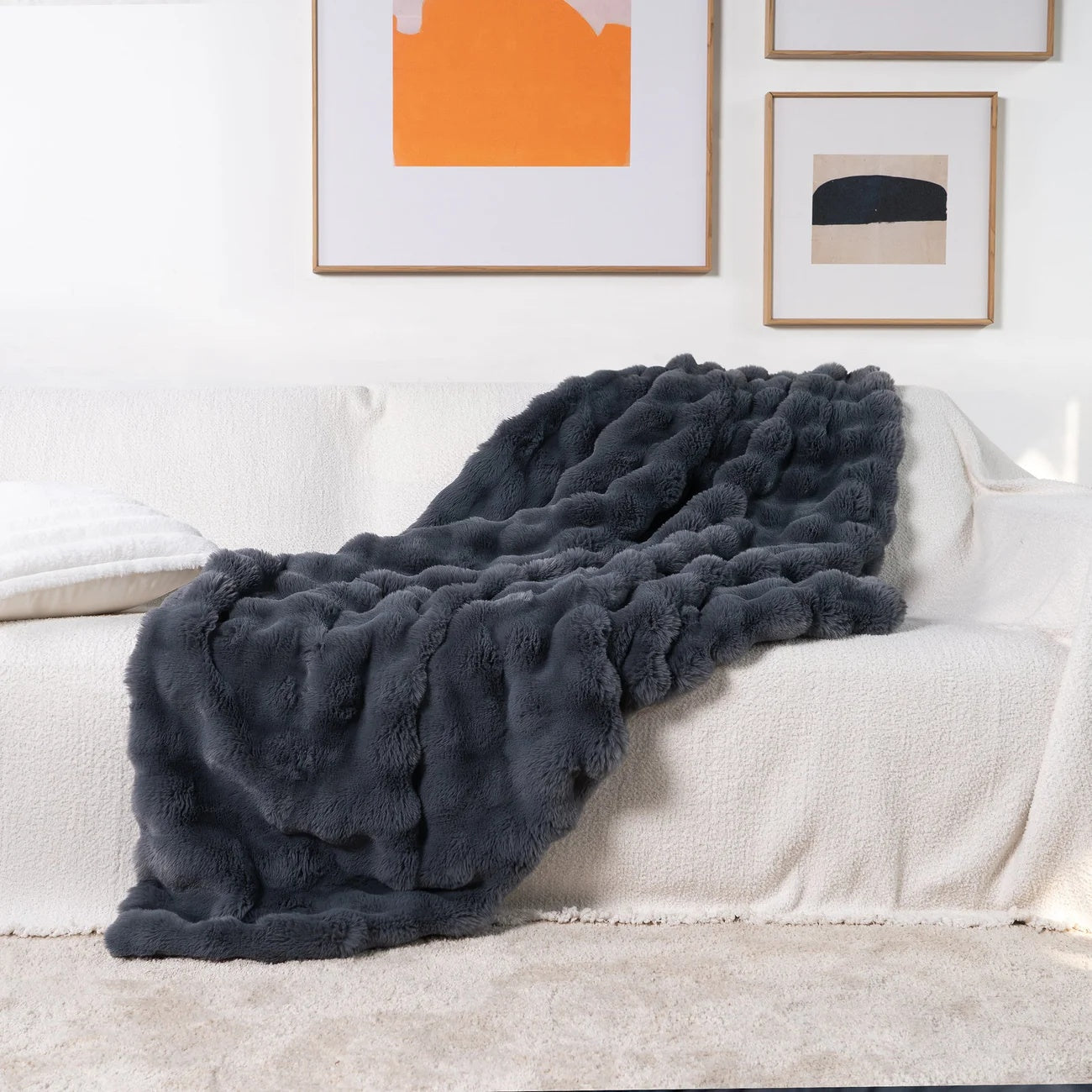 Throw Blanket Ultra-Soft Faux Fur Double-Lined