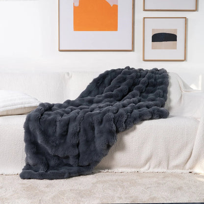 Throw Blanket Ultra-Soft Faux Fur Double-Lined