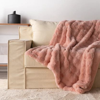 Throw Blanket Ultra-Soft Faux Fur Double-Lined