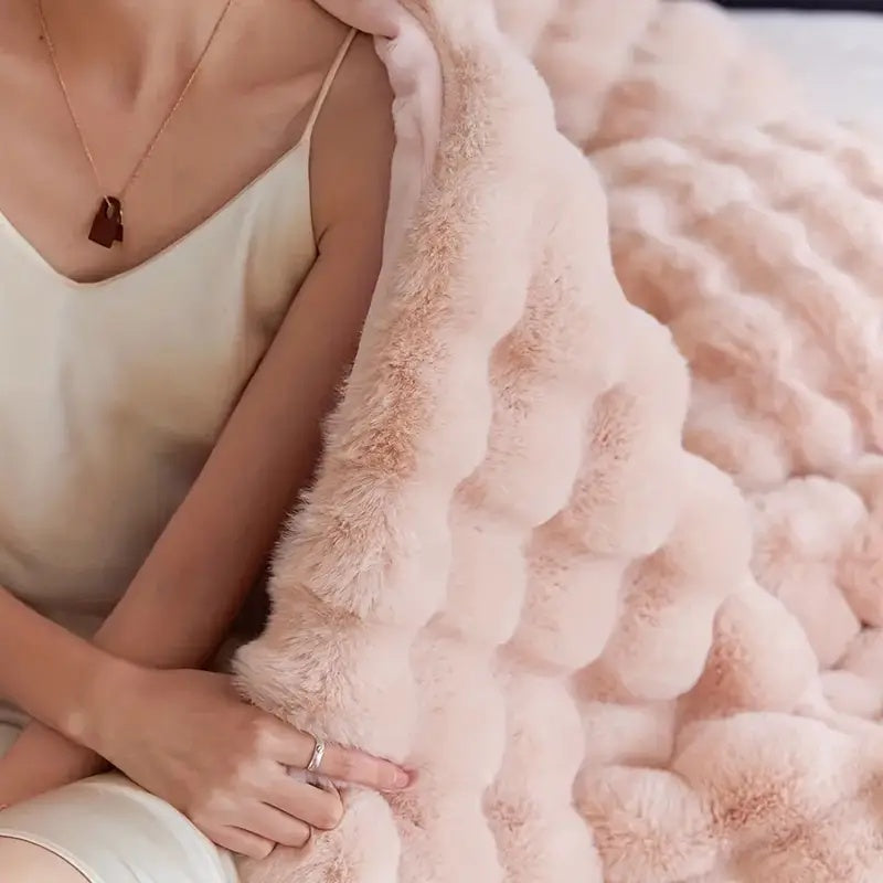 Throw Blanket Ultra-Soft Faux Fur Double-Lined