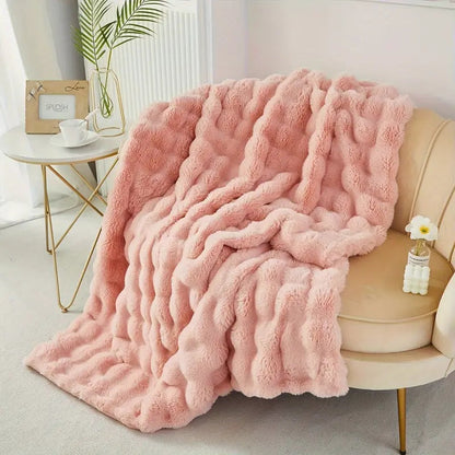 Throw Blanket Ultra-Soft Faux Fur Double-Lined