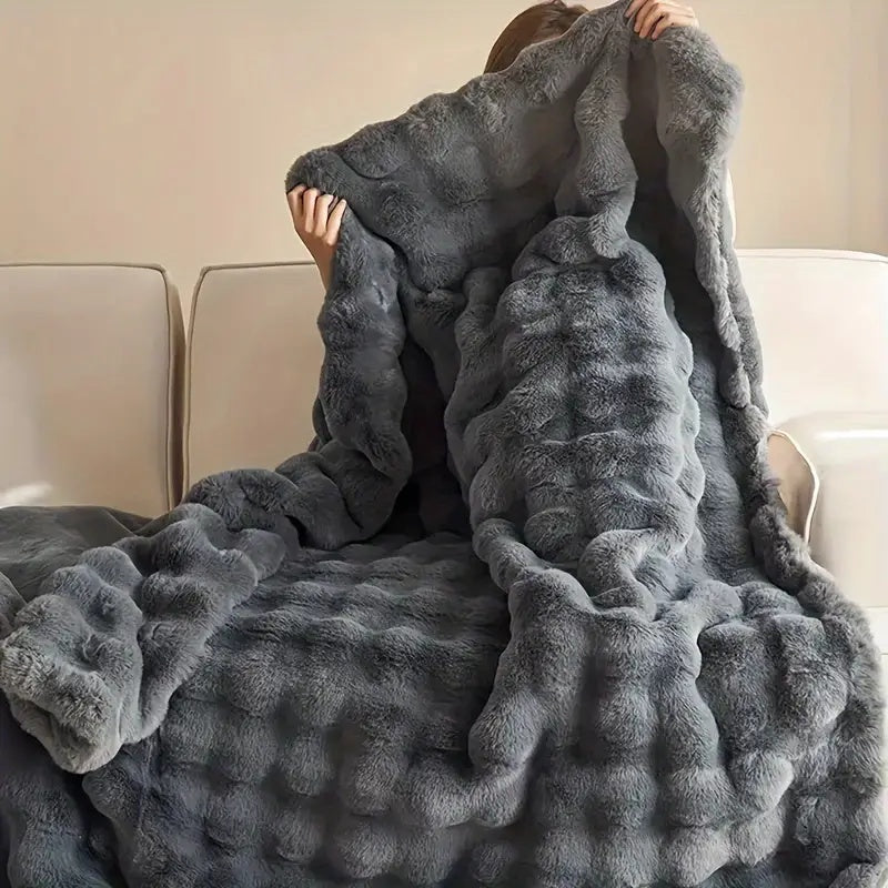 Throw Blanket Ultra-Soft Faux Fur Double-Lined