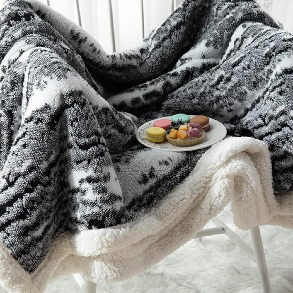 Throw Blanket Velvet & Sherpa Double-Sided Machine Washable