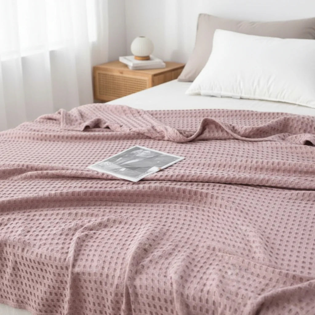 Throw Blanket Waffle Weave Lightweight & Machine Washable