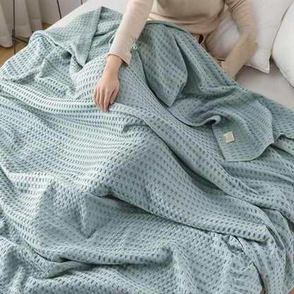 Throw Blanket Waffle Weave Lightweight & Machine Washable