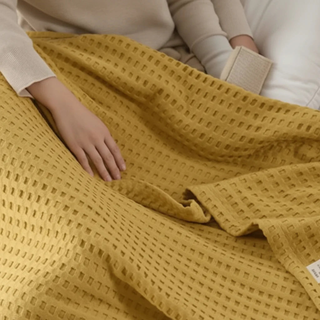 Throw Blanket Waffle Weave Lightweight & Machine Washable
