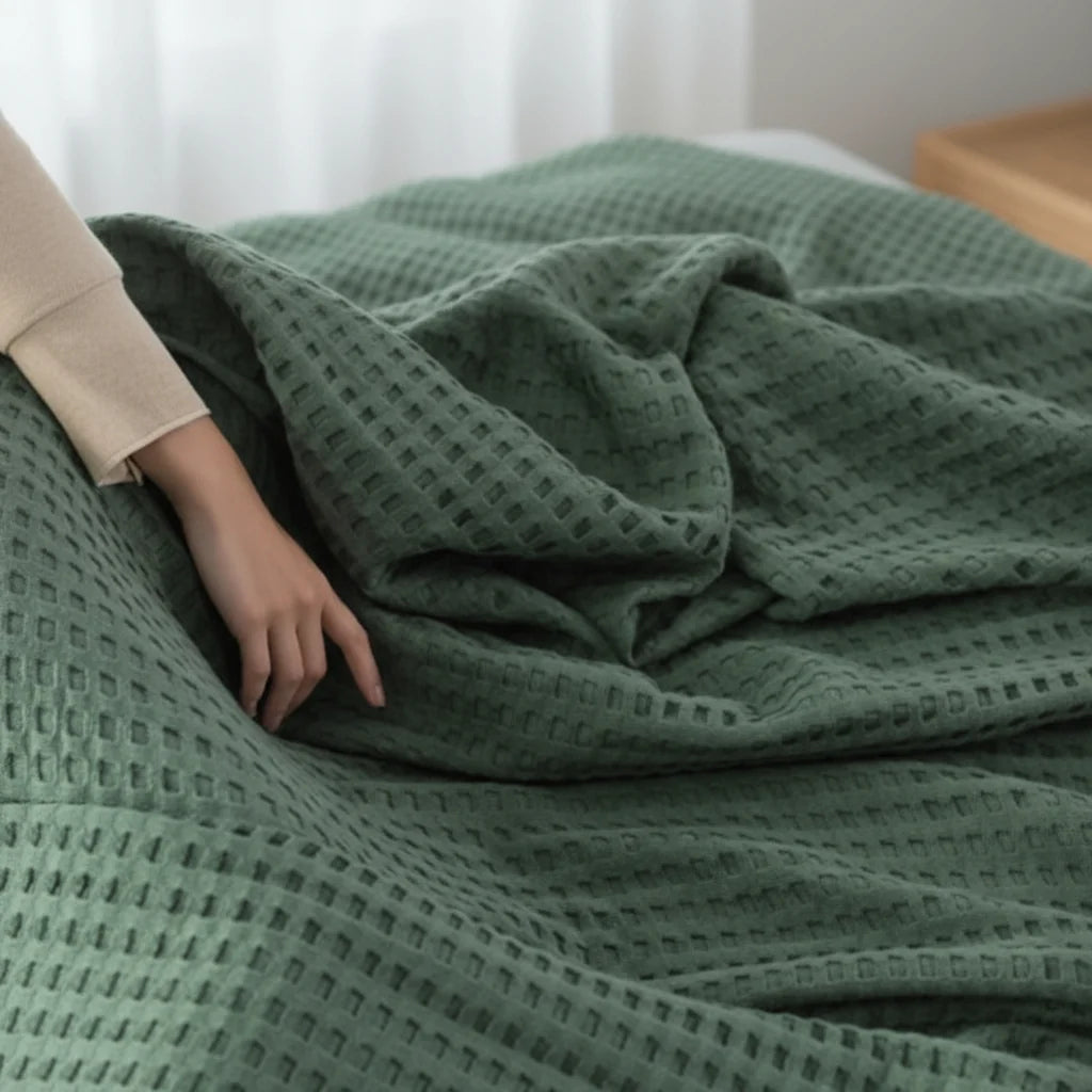 Throw Blanket Waffle Weave Lightweight & Machine Washable