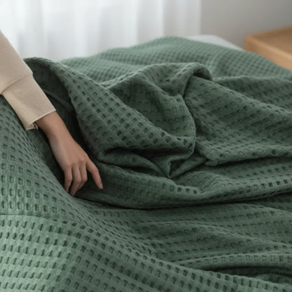 Throw Blanket Waffle Weave Lightweight & Machine Washable