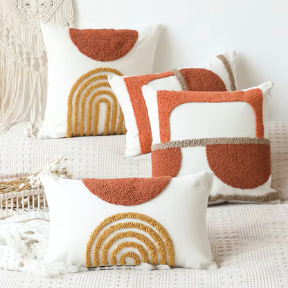 Throw Pillow Cover Geometric Velvet Embroidery Cotton Machine Washable