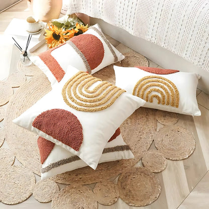 Throw Pillow Cover Geometric Velvet Embroidery Cotton Machine Washable