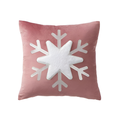 Throw Pillow Cover Snowflake Design Soft Fabric 17x17 Inches