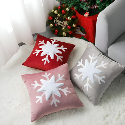 Throw Pillow Cover Snowflake Design Soft Fabric 17x17 Inches