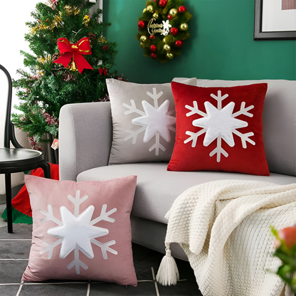 Throw Pillow Cover Snowflake Design Soft Fabric 17x17 Inches