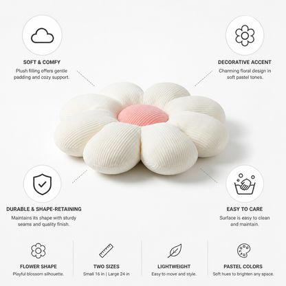 Throw Pillow Flower-Shaped Pastel Plush & Shape-Retaining
