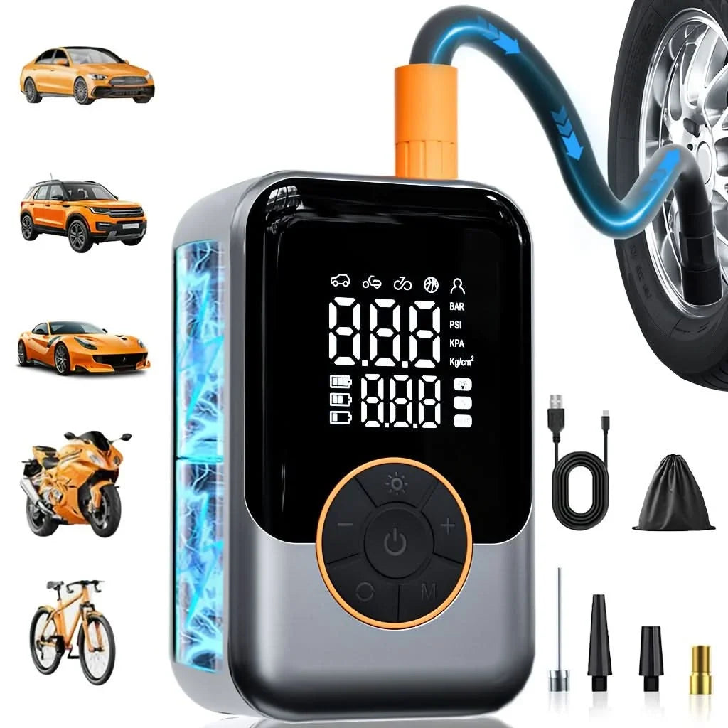 Tire Inflator Cordless Rechargeable Digital Pressure Gauge & LED Light