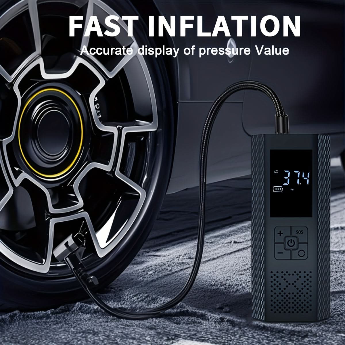 Tire Inflator Cordless USB Rechargeable 150 PSI Digital Display