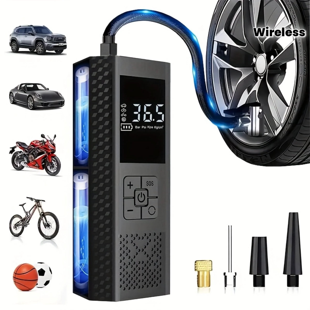 Tire Inflator Cordless USB Rechargeable 150 PSI Digital Display