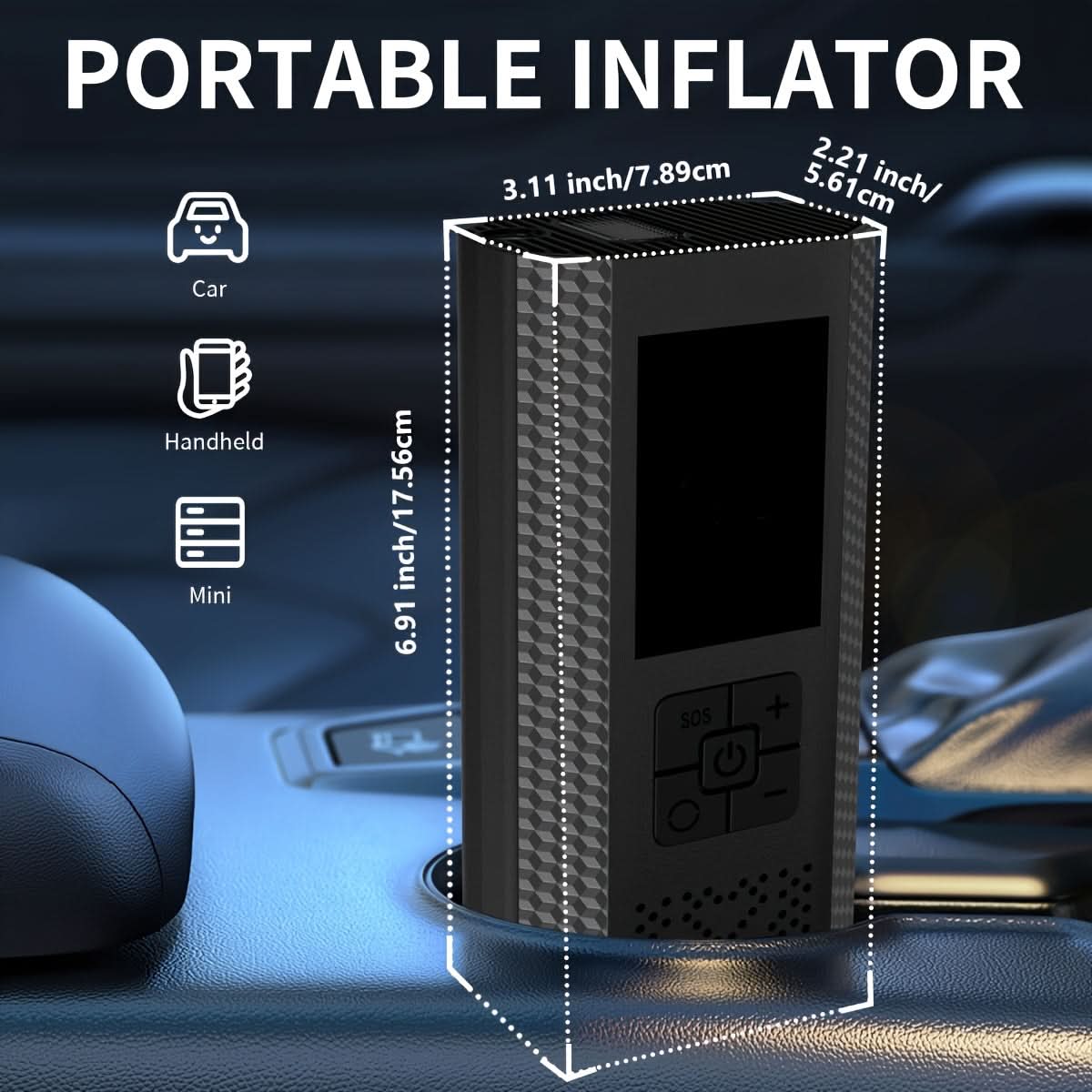 Tire Inflator Cordless USB Rechargeable 150 PSI Digital Display
