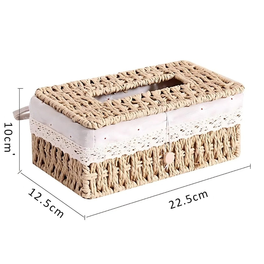 Tissue Box Cover Handwoven Braided Paper Rope Lace Trim