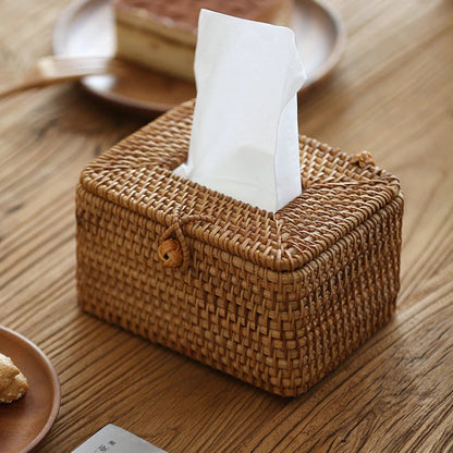 Tissue Box Handwoven Rattan Loop Closure