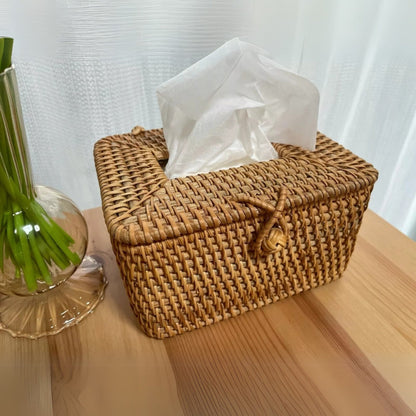 Tissue Box Handwoven Rattan Loop Closure