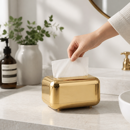 Tissue Box Holder Mirrored High-Gloss Compact Conceals Packaging
