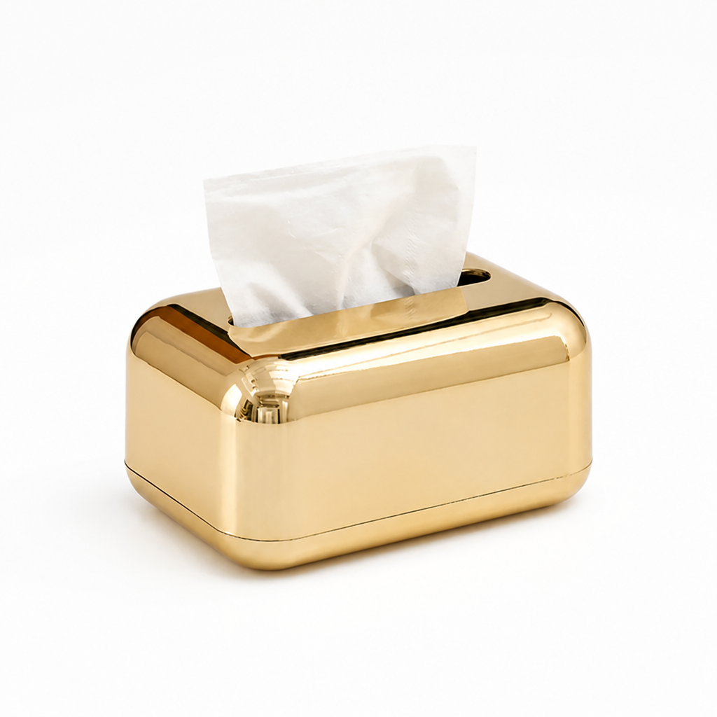 Tissue Box Holder Mirrored High-Gloss Compact Conceals Packaging